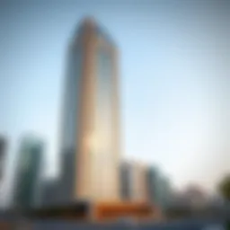 Exterior view of Al Yasmeen Tower showcasing its modern architectural design against the Dubai skyline