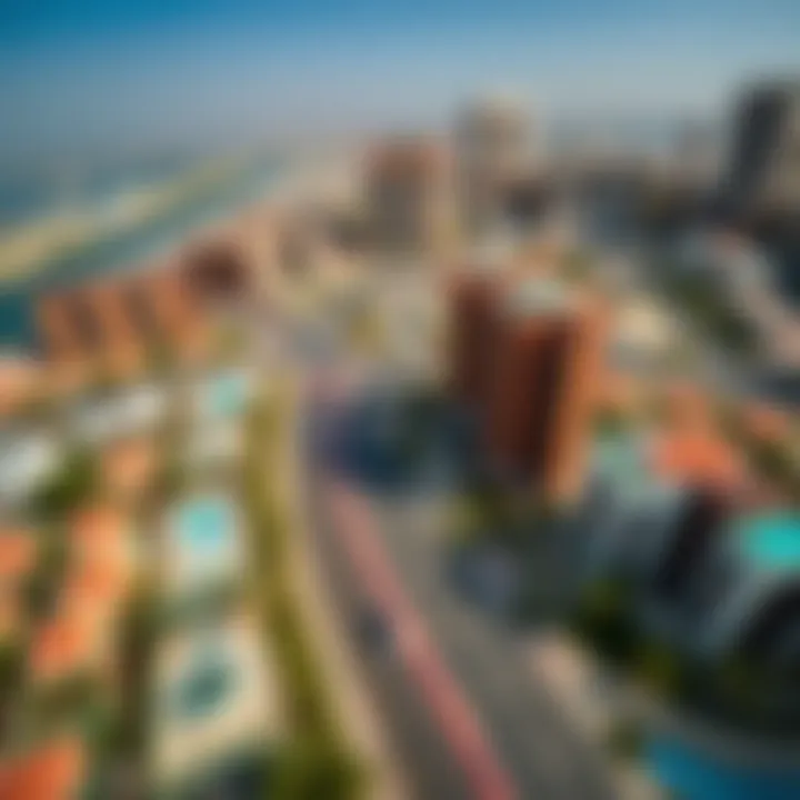 Aerial view of the vibrant neighborhood surrounding Clover Bay Tower.