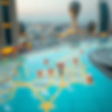 A digital map of Dubai highlighting key areas for hosts and guests