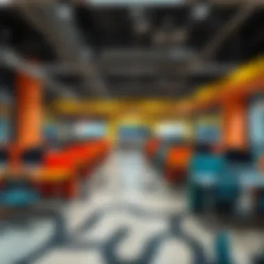 Innovative Coworking Environments in Dubai Modern coworking space interior design showcasing vibrant workstations