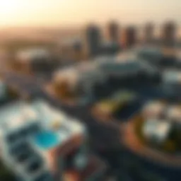 Aerial view of Jumeirah Village Circle showcasing modern architecture