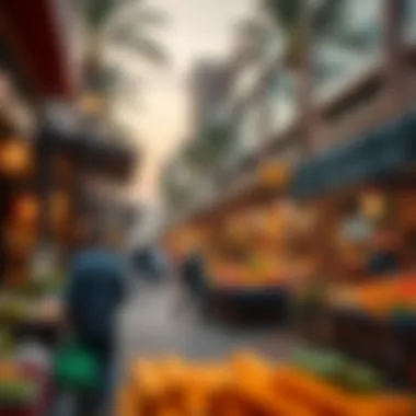 Vibrant Local Market in Jumeirah Village Circle Vibrant local market scene in JVC, depicting lifestyle and culture