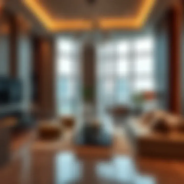 Interior design of a luxurious apartment within Meera Tower showcasing modern aesthetics and spacious living.