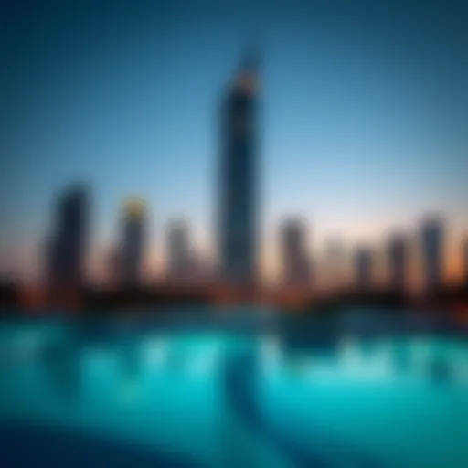 Stunning view of Meera Tower at dusk highlighting its unique architectural design against the skyline.