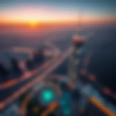 Panoramic view from Merano Tower overlooking Dubai