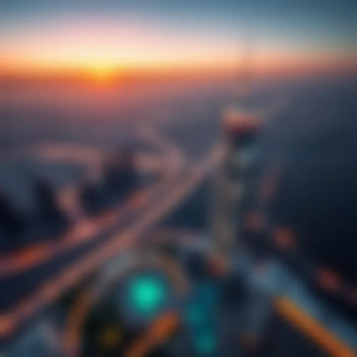 Panoramic view from Merano Tower overlooking Dubai