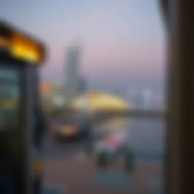 Waterfront Attractions Seen from Metro Scenic view of Dubai's waterfront attractions from the metro
