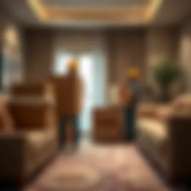 Professional movers handling furniture