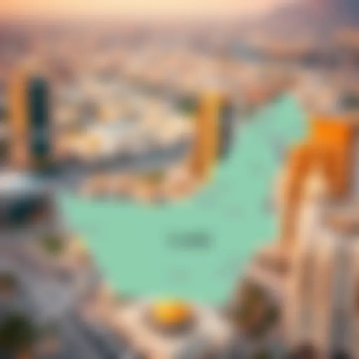 Map of UAE highlighting major cities