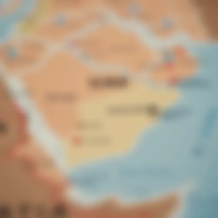 A map of the UAE highlighting key areas for expats