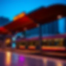 Dubai metro station at dusk