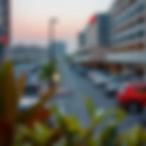 A panoramic view of Dubai's public parking facilities showcasing various vehicles parked.